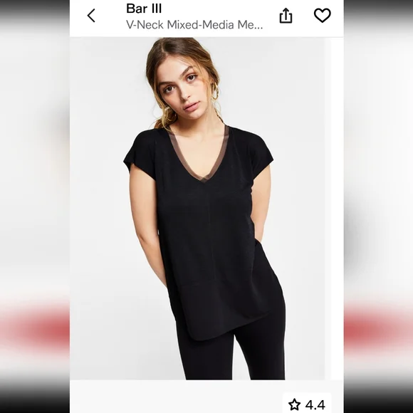 Bar III Women's Black V-Neck Top XL - Picture 1 of 7